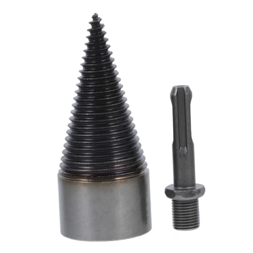 LOORGVEL Holzspalter Bohrkegel Rundschaft aus Carbonstahl Langlebiger Holzspaltbohrer für Elektrobohrmaschine Effizienter Brennholzspalter Einfach zu Bedienen für Haus und Garten von LOORGVEL