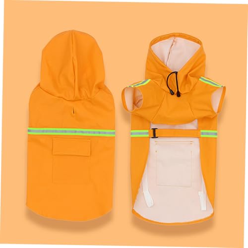 LOORGVEL Hunderegenmantel Verstellbar mit Reflektierendem Sicherheitsstreifen Wasserdichter Leichter Nylonmantel für Mittlere Hunde Tragbarer Faltbarer Regenschutz für Welpen bei Unwetter von LOORGVEL