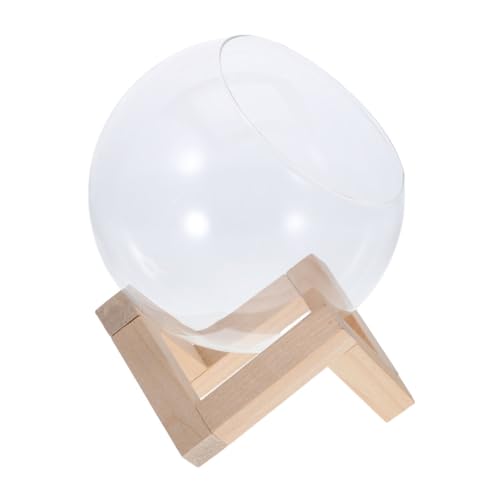 LOORGVEL Hydroponisches Glas Terrarium mit Holzrahmen Kleines Pflanzengefäß für Mikrolandschaften Vielseitiger Desktop Planter Handlich Leicht Dekorativ für Zuhause und Büro von LOORGVEL