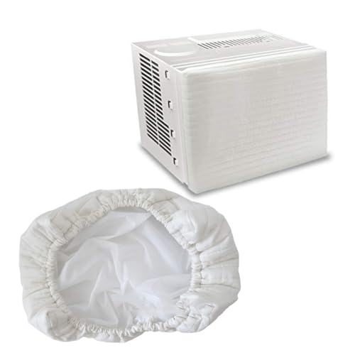 LOORGVEL Indoor Air Conditioner Cover Beige mit Doppelisolierung Windschutz und Elastischem Zugband Schützendes Gehäuse für Klimaanlagen im Schlafzimmer und Wohnzimmer Einfache Montage von LOORGVEL