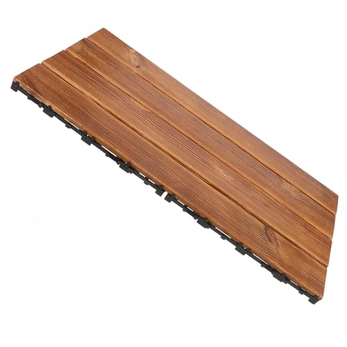 LOORGVEL Interlocking Outdoor Holzfliesen Terrassenboden aus Langlebigem Witterungsbeständigem Kohlenstoffholz für Balkon Garten mit Glatter Oberfläche und Sicherer Rutschfester Nutzung von LOORGVEL