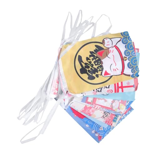 LOORGVEL Japanische Luck Cat Dekorative Hängende Girlande für Restaurant Polyester Glücksbringer als String Flag Ornament für Sushi Bar und Partydeko LOORGVEL Japanische Luck Cat Dekorative Hängende Girlande für Restaurant Polyester Glücksbringer als String Flag Ornament für Sushi Bar und Partydeko von LOORGVEL