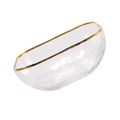 LOORGVEL Japanische Salatschale aus Klarem Glas mit Goldenem Rand Quadratisch mit Hammerschlag Design Obst und Servierschale für Haushalt und Küche LOORGVEL Japanische Salatschale aus Klarem Glas mit Goldenem Rand Quadratisch mit Hammerschlag Design Obst und Servierschale für Haushalt und Küche von LOORGVEL
