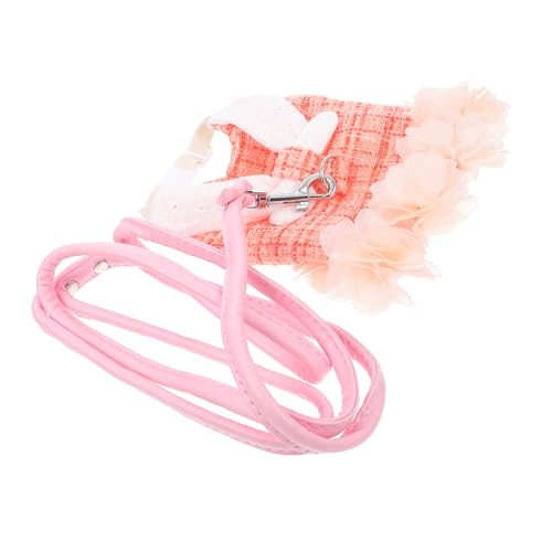 LOORGVEL Kaninchen Geschirr Leine Orange Atmungsaktives Leichtes Pet Bunny Harness mit Modischem Bequemem Kaninchenkleid für Draußen und Alltag Strapazierfähig und Bewegungsfreundlich von LOORGVEL