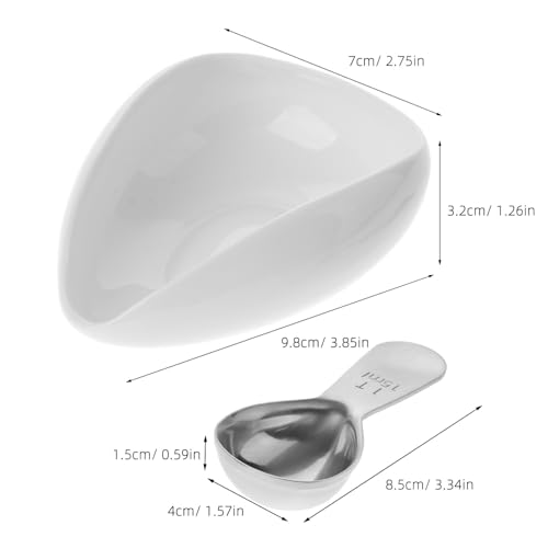 LOORGVEL Keramik Kaffee Bohnen Messset mit Messlöffel und Tablett Leichtes Ergonomisches Kaffeebohnen Messgeschirr für Täglichen Gebrauch als Kaffeebohnen Behälter und Probeschale von LOORGVEL
