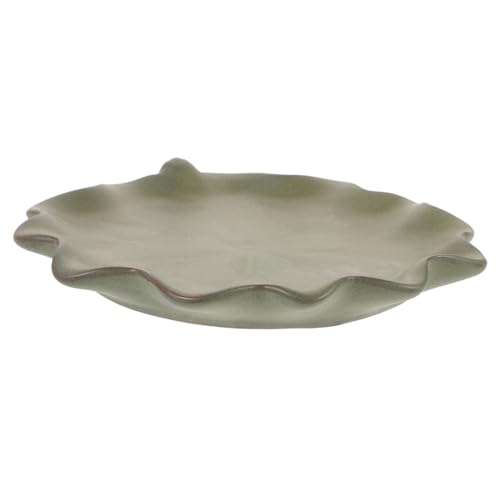 LOORGVEL Keramik Pflanzentopf Untersetzer Lotusblatt Form Langlebiges Pflanzenablauf Tablett für Bonsai rutschfest Mittlere Geeignet für Keramik und Tontöpfe Praktische Wasserauffangschale von LOORGVEL
