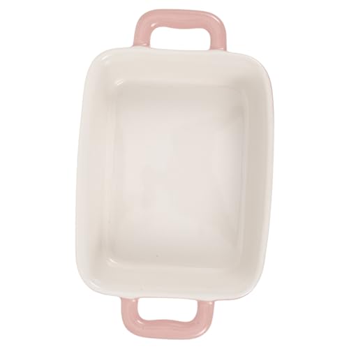 LOORGVEL Keramische Rechteckige Backform Rosa Mikrowellengeeignet Hitzebeständig Mittlere Stärke Langlebiges Auflaufform Backblech für Kuchen und Aufläufe von LOORGVEL