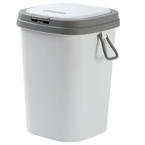 LOORGVEL Kleiner Mülleimer Nordic Stil Kunststoff mit Deckel Aufklappbar für Bad Küche Büro Tragbarer Abfallbehälter Kompakt Langlebig Vielseitig Einsetzbar von LOORGVEL