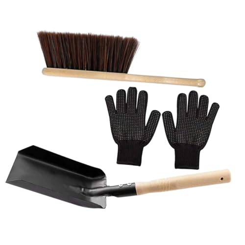 LOORGVEL Kompaktes Kaminbesteck Set mit Holzgriff Robuste Kehrschaufel und Handlicher Besen für Effektive Kaminreinigung Leicht Langlebig und Einfach zu Bedienen für Zuhause und Outdoor von LOORGVEL