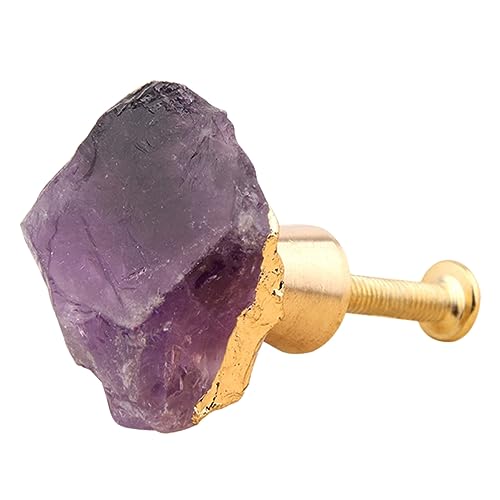 LOORGVEL Kristall Schubladenknopf aus Reinem Messing mit Amethyst Facetten Kreativer Möbelgriff für Schrank Kommode Schuhschrank und Kleiderschrank Einfach zu Montieren Design für von LOORGVEL