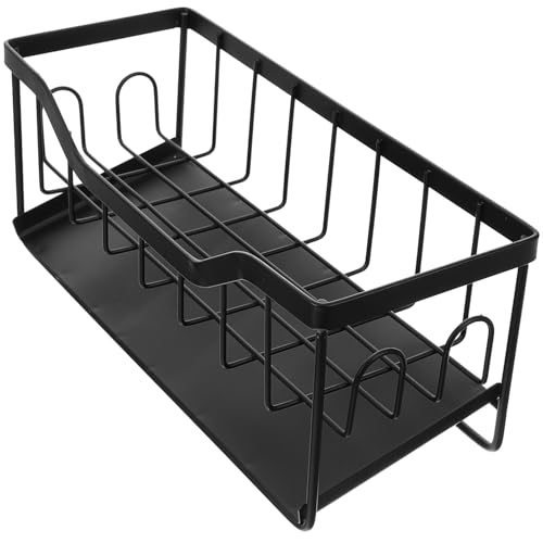 LOORGVEL Küchenspüle Organizer aus Langlebigem Carbonstahl Platzsparender Schwammhalter mit Integriertem Abtropfgestell und Geschirrhandtuchhalter für Trockene Reinigungstücher und von LOORGVEL