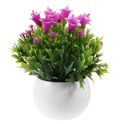 LOORGVEL Künstliche Bonsai Topfpflanze Halbkreis Lotusfarben Dekorative Pflegeleichte Langlebige Kunstpflanze für Wohnzimmer Büro Küche Schlafzimmer Ablage Tischdeko Emulierte Grüne von LOORGVEL
