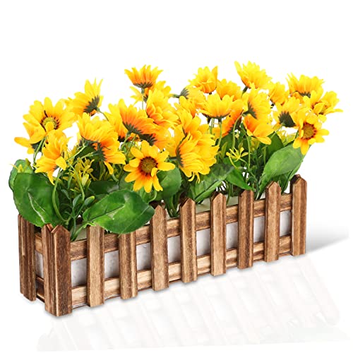 LOORGVEL Künstliche Sonnenblumen Bonsai Dekoration Realistische Gefälschte Topfpflanze Langlebig und Farbintensiv Deko für Innenräume Büro Schlafzimmer Pflegefrei und Kompakt von LOORGVEL