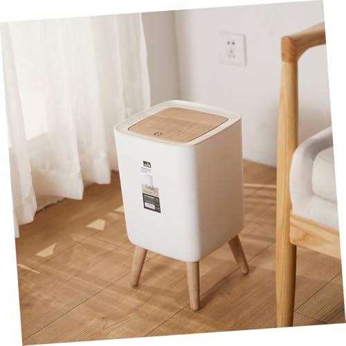 LOORGVEL Kunststoff Mülleimer mit Hohem Fuß und Druckverschluss Großer Abfallbehälter für Küche und Zuhause Praktischer Waste Bin mit Deckel Stabiles Design für Ordentliche Aufbewahrung von LOORGVEL