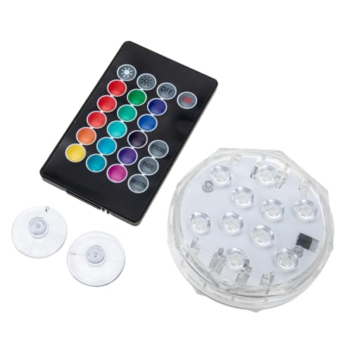 LOORGVEL LED Unterwasserlicht Rgb mit Fernbedienung Farbwechselndes LED Poollicht für Aufstellpools und Teiche Saugnapfbefestigung Hohe Helligkeit Vielseitige Unterwasserbeleuchtung von LOORGVEL