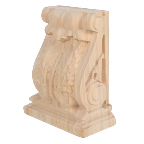 LOORGVEL Massive Holzkonsole aus Unbemaltem Holz Vintage Geschnitzte Regalhalterung Europäisches Landhaus Design Dekorative Eckapplikation Robuste Holzstütze für Küche Wohnzimmer und von LOORGVEL