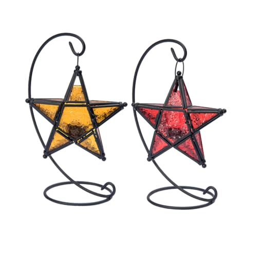LOORGVEL Metall Kerzenhalter mit Glas Design Gelb Aromatherapie Duftöl Stabile Metallständer Dekorativ für Wohnzimmer Balkon Garten Teelicht Kerzenständer von LOORGVEL