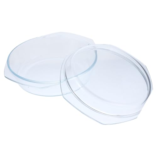 LOORGVEL Mikrowellengeeignete Runde Glas Auflaufform mit Deckel Hitzebeständige Auflaufform aus Klarem Glas Spülmaschinenfeste Küchenform für Backofen und Servieren von LOORGVEL