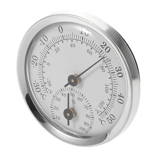 LOORGVEL Mini Analog Hygrometer Thermometer Kunststoff Hygrometer mit Silbernem Rahmen Handlich und Präzise für Zuhause Büro Gewächshaus zur Temperatur und Luftfeuchtigkeitsmessung von LOORGVEL