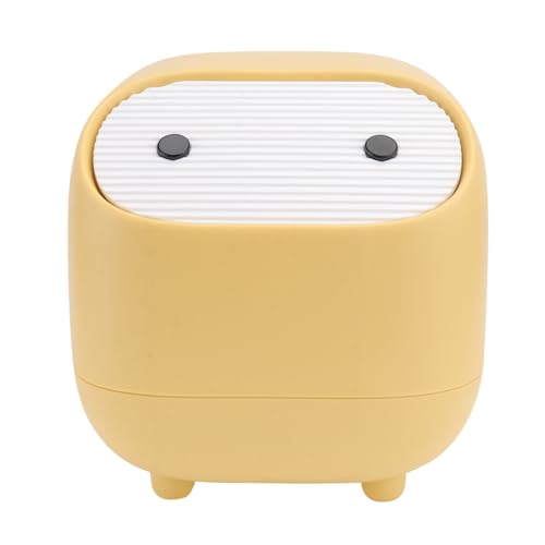 LOORGVEL Mini Desktop Müllbehälter Pressmechanismus Tragbarer Abfalleimer Kompakter Papierkorb für Innenräume Geruchsdichter Abfallbehälter Gelb von LOORGVEL