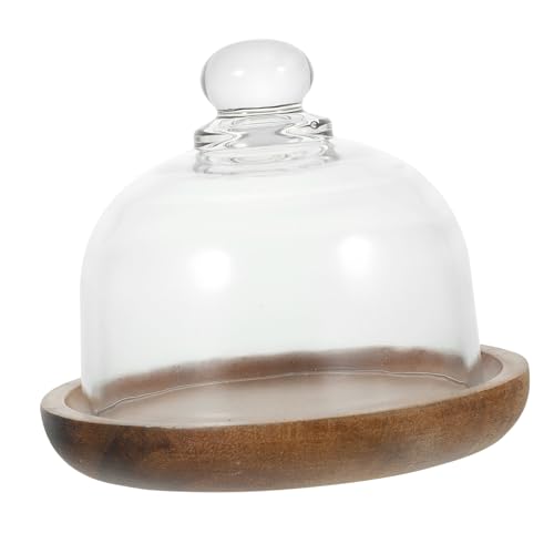 LOORGVEL Mini Holz Dessertschalen mit Transparentem Glasdeckel Hitzebeständig Runde Form Vielseitig als Snack und Tortenteller für Familienfeiern und Gesunde Aufbewahrung von LOORGVEL