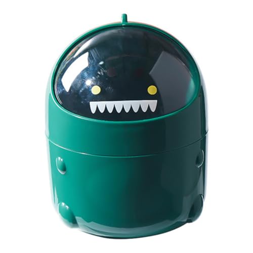 LOORGVEL Mini mülleimer mit Deckel Cartoon Dinosaurier Tischabfalleimer Papierkorb für Schreibtisch Geruchsdicht Kleiner Desktop Waste Paper Container für Büro und Zuhause von LOORGVEL