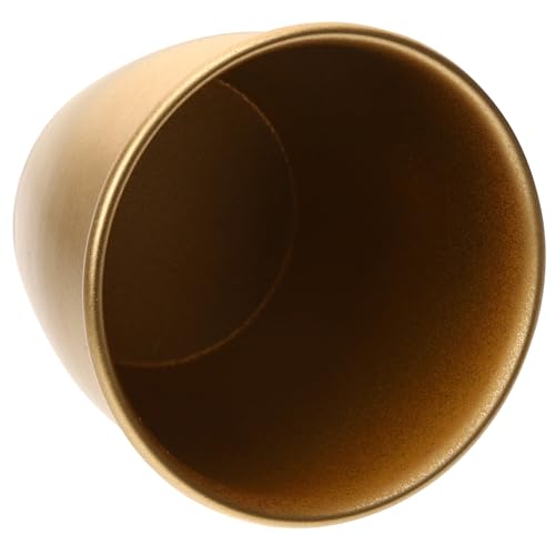 LOORGVEL Moderner Metall blumentopf Goldfarbig Pflanzkübel für Innen Elegant Dekorativ Robust für Tisch Schreibtisch Wohnzimmer Schlafzimmer Hochwertiger Übertopf für Zimmerpflanzen von LOORGVEL