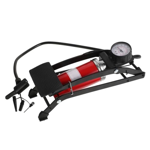 LOORGVEL Multifunktionale Fußpumpe für Auto und Fahrrad Hochdruck Luftkompressor mit Barometer Rutsch Pedal Geeignet für Reifen Motorräder Bälle Aufblasbare Betten und Boote von LOORGVEL