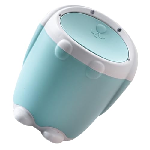 LOORGVEL Multifunktionaler Tischmülleimer mit Deckel Cartoon Motiv Grüner Desktop Abfallbehälter Platzsparend für Küche Büro Schlafzimmer und Schreibtisch Geeignet von LOORGVEL