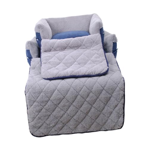 LOORGVEL Multifunktionales Clamshell Hundesofa Bett Quadratisch Komfortabel Warm Atmungsaktiv für Kleine bis Mittelgroße Hunde Hundedecke und Hundekörbchen in Blau von LOORGVEL