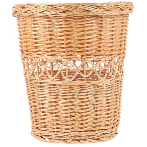 LOORGVEL Natürlicher Handgewebter Weidenkorb Mülleimer Umweltfreundlich Stabil Vielseitig für Haushalt Büro Wohnzimmer Stilvolle Dekoration Robust und Praktisch in Holzoptik von LOORGVEL