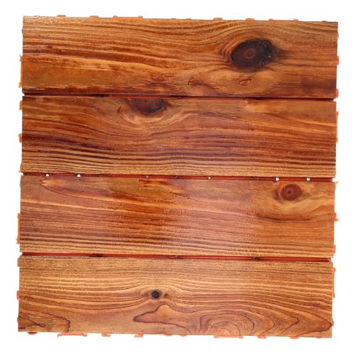 LOORGVEL Outdoor Balkon Terrassenfliesen Wasserdichte Robuste DIY Holzfliesen mit Klicksystem Dicke Interlocking Garten Bodenbeläge für Terrasse von LOORGVEL