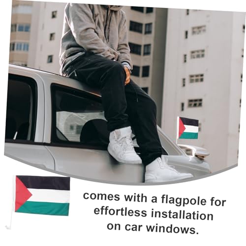LOORGVEL Palästina Flagge mit Polyesterstoff für Auto Fenster Fahne mit Stabilem Flaggenstab Langlebig Leicht Tragbar für Nationalfeiertage Paraden und Outdoor Dekoration LOORGVEL Palästina Flagge mit Polyesterstoff für Auto Fenster Fahne mit Stabilem Flaggenstab Langlebig Leicht Tragbar für Nationalfeiertage Paraden und Outdoor Dekoration von LOORGVEL