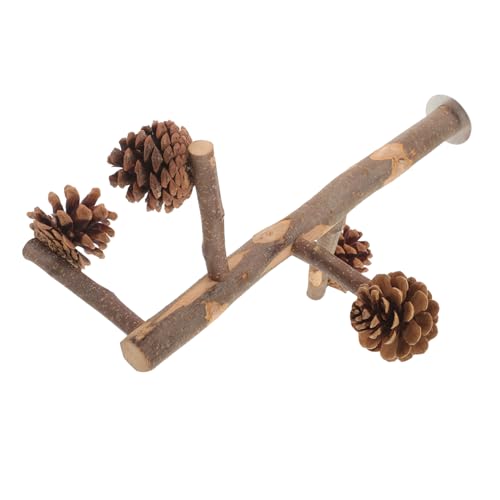 LOORGVEL Papageien Sitzstange Holz mit Langlebigem Kiefernzapfen Vogelkäfig Kletterstand Vogelspielzeug für Mehr Aktivität und Balance Training Geeignet von LOORGVEL