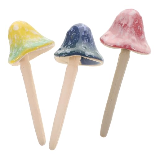 LOORGVEL Pilz Outdoor Decor 3 Pack Keramik Pilz Stakes Garten Ornament Set Für Und von LOORGVEL