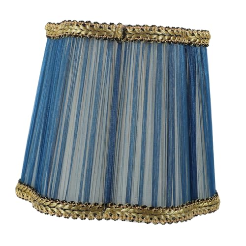 LOORGVEL Plissee Lampenschirm Aufsteckbar Dunkelblau Stoff Lampenabdeckung für Tischlampen Hotel Kronleuchter Wohnraum Dekorationslampenschirm Schützt vor Blendlicht von LOORGVEL