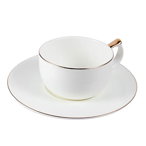 LOORGVEL Porzellan Kaffeetasse mit Untertasse Keramikbecher mit Goldrand Spülmaschinenfest für Zuhause Restaurant Geeignet LOORGVEL Porzellan Kaffeetasse mit Untertasse Keramikbecher mit Goldrand Spülmaschinenfest für Zuhause Restaurant Geeignet von LOORGVEL