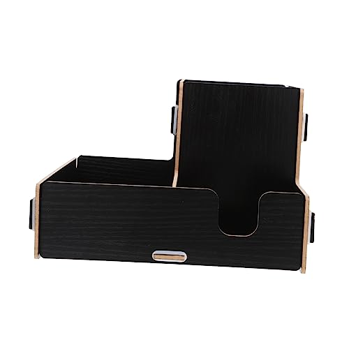 LOORGVEL Praktischer Becherhalter aus Holz mit Fächern für Einweg Pappbecher und Strohhalme Aufbewahrungsbox für Kaffee Tee Bar und Stilvoller Tisch Organizer Schwarz von LOORGVEL