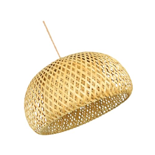 LOORGVEL Rattan Lampenschirm Hängelampe für Rustikale Deckenleuchten Vintage Stil Handgefertigter Lampenschirm für Wohnzimmer Schlafzimmer Restaurant Elegante Raumdekoration Klein ohne von LOORGVEL