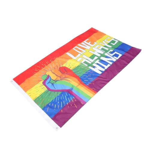 LOORGVEL Regenbogenflagge mit Fäustemuster Uv Beständig Farbecht Wetterfest Leichte Polyester Gartenfahne für Außenbereiche und Pride Dekoration LOORGVEL Regenbogenflagge mit Fäustemuster Uv Beständig Farbecht Wetterfest Leichte Polyester Gartenfahne für Außenbereiche und Pride Dekoration von LOORGVEL