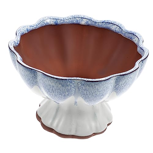 LOORGVEL Retro Lotusblumen Übertopf Grobem Lila Sand Kompakter Bonsai Blumentopf für Sukkulenten und Kakteen Stabiler Behälter für Wohn und Bürodekoration von LOORGVEL