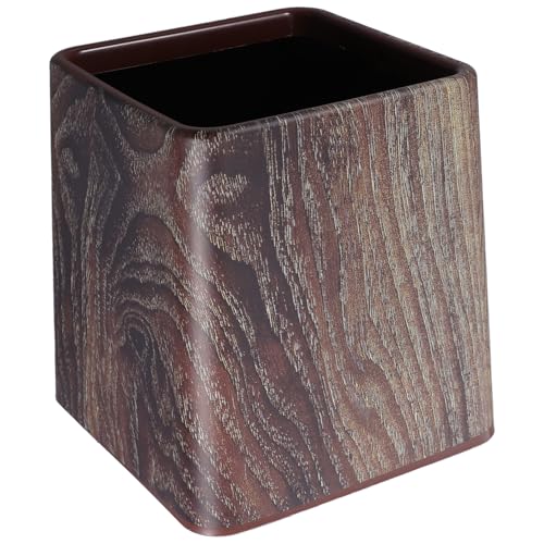 LOORGVEL Retro Mülleimer Kunststoff Vintage Abfalleimer ohne Deckel Kleiner Müllkorb für Bad Schlafzimmer Küche Büro Kompakter Abfallbehälter im Holzoptik für Wohnraum von LOORGVEL