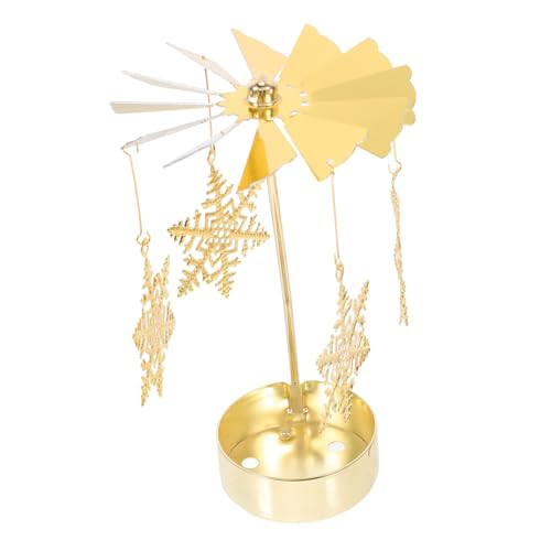 LOORGVEL Rotierender Kerzenhalter aus Metall Karussell Design Goldener Teelichtständer mit Schneeflockenmotiv Leicht und Kompakt DIY Montage Dekoratives Windlicht für Hochzeiten und LOORGVEL Rotierender Kerzenhalter aus Metall Karussell Design Goldener Teelichtständer mit Schneeflockenmotiv Leicht und Kompakt DIY Montage Dekoratives Windlicht für Hochzeiten und von LOORGVEL