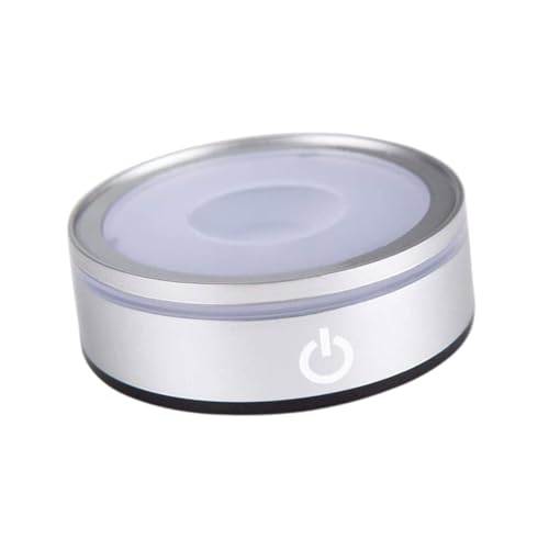 LOORGVEL Runde LED Touch Sensor Lichtbasis Displayständer Doppellagig Silberfarbene Tischlampenbasis für Acrylglas Schmuck Skulpturen Beleuchteter Präsentationssockel LOORGVEL Runde LED Touch Sensor Lichtbasis Displayständer Doppellagig Silberfarbene Tischlampenbasis für Acrylglas Schmuck Skulpturen Beleuchteter Präsentationssockel von LOORGVEL