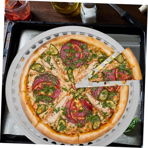 LOORGVEL Rundes Perforiertes Edelstahl Pizza Blech Lochbackblech für Backofen Rostfrei Langlebig Vielseitig für Pizza Flammkuchen Kuchen und Servieren für Zuhause und Gastronomie von LOORGVEL