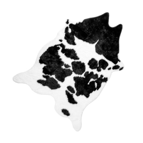 LOORGVEL Rutschfester Teppich mit Kuhmuster Kleine Weicher Polyester fußmatte Dekoratives Wärmeisolierendes Design für Wohnzimmer und Schlafzimmer Stilvolles Heimzubehör von LOORGVEL