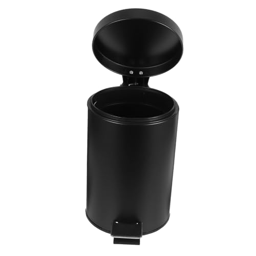 LOORGVEL Schwarzer Küchen mülleimer mit Deckel Robuster Pedal abfalleimer aus Eisen Beschichtet Rund Langlebig und Bruchfest Großer Öffnung für Einfache Müllentsorgung für Küche und von LOORGVEL
