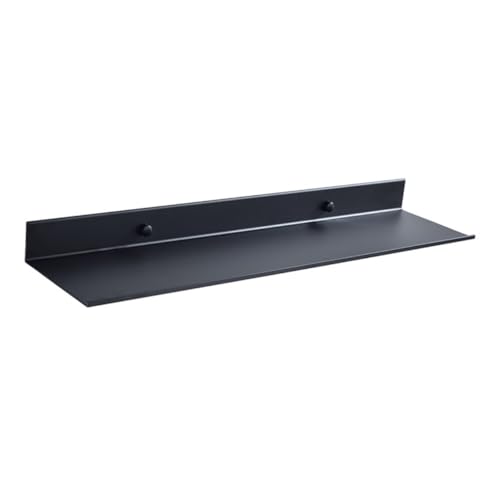 LOORGVEL Schwarzes Wandregal Schwebendes Badezimmer Regal aus Rostfreiem Robustem Space Aluminium Platzsparendes Schlankes Aufbewahrungsregal für Kosmetik Shampoo Vielseitiges Wandmontage von LOORGVEL