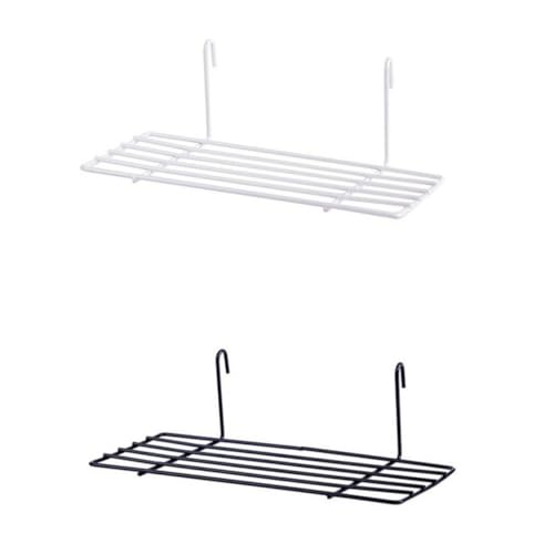 LOORGVEL Schwarzes Wandregal aus Metallgitter Stabiles Wandmontiertes Drahtgestell mit Geradem Ablagefach Stapelbares Aufbewahrungssystem für Wohnzimmer Schlafzimmer Küche und Bad von LOORGVEL