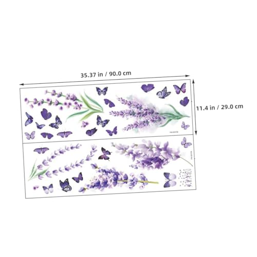 LOORGVEL Selbstklebender Lavendel Wandsticker Abziehbild Entfernbare Wandtattoos für Schlafzimmer Wohnzimmer Kinderzimmer Dekoration Glatte Oberfläche Natürliche Muster Einfach Anzubringen von LOORGVEL